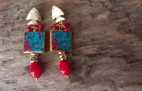 Orecchini estivi ceramica - orecchini,