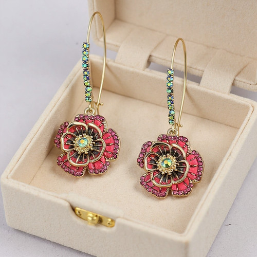 Orecchini pendenti rosa betsey - orecchini,