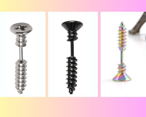 Orecchino vite nero argento - orecchino, nero,