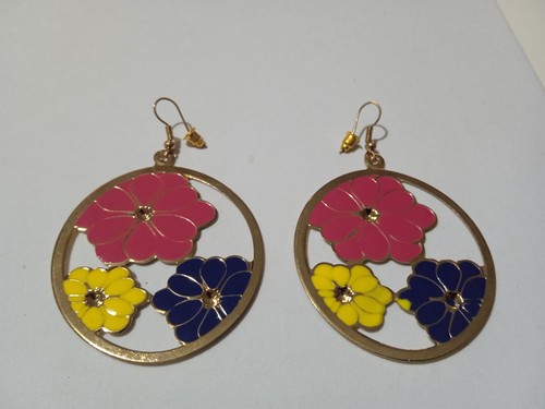 Orecchini rosa giallo - fluo, e